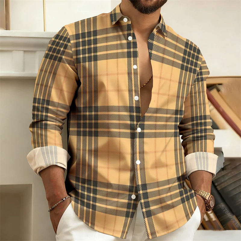 Chemise homme à rayures géométriques – CLEVI Paris