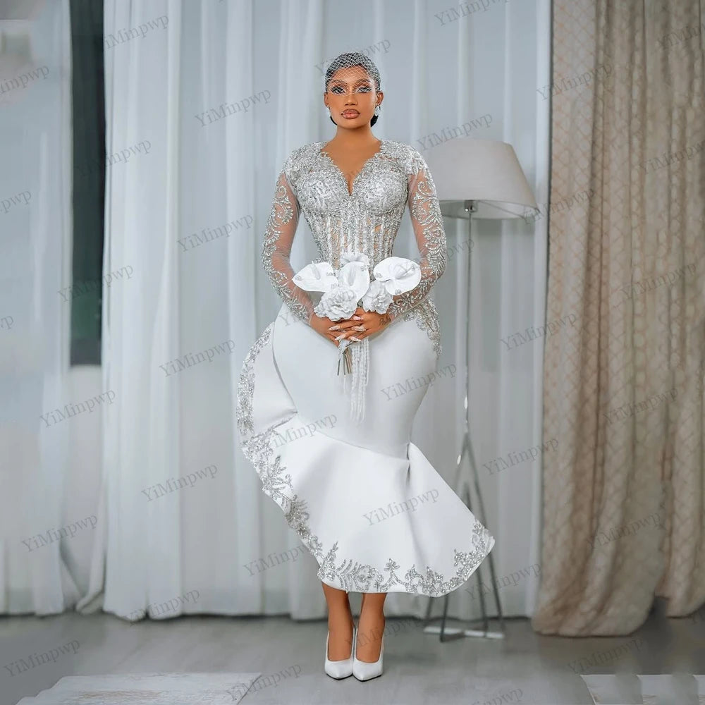 Robe de mariée civile sirène à cristaux – CLEVI Paris