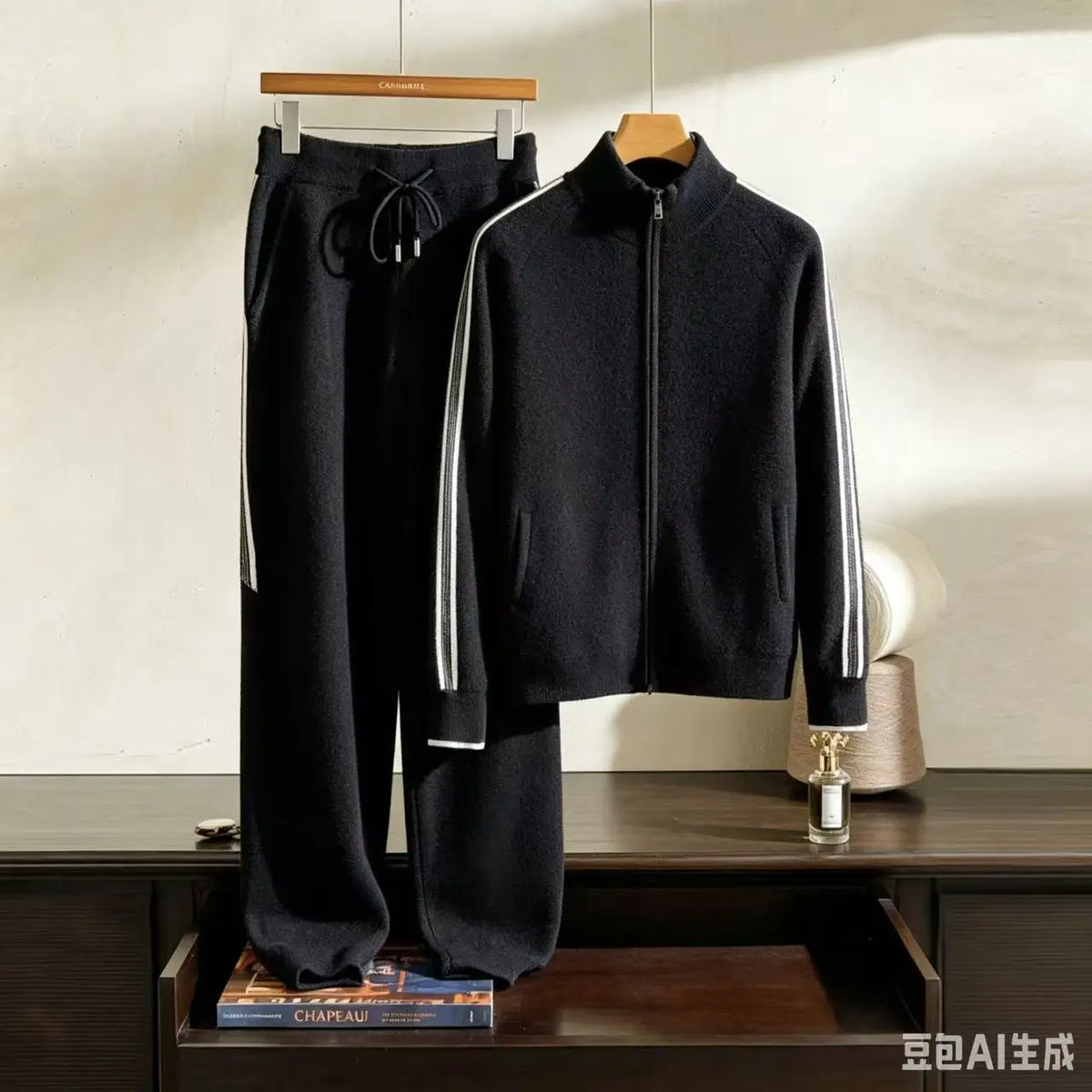 Ensemble homme cachemire à bandes – CLEVI Paris