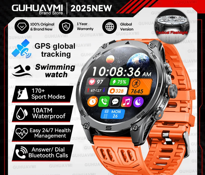 Montre GPS MAVHX AMOLED 1,75″ lampe torche – CLEVI Paris