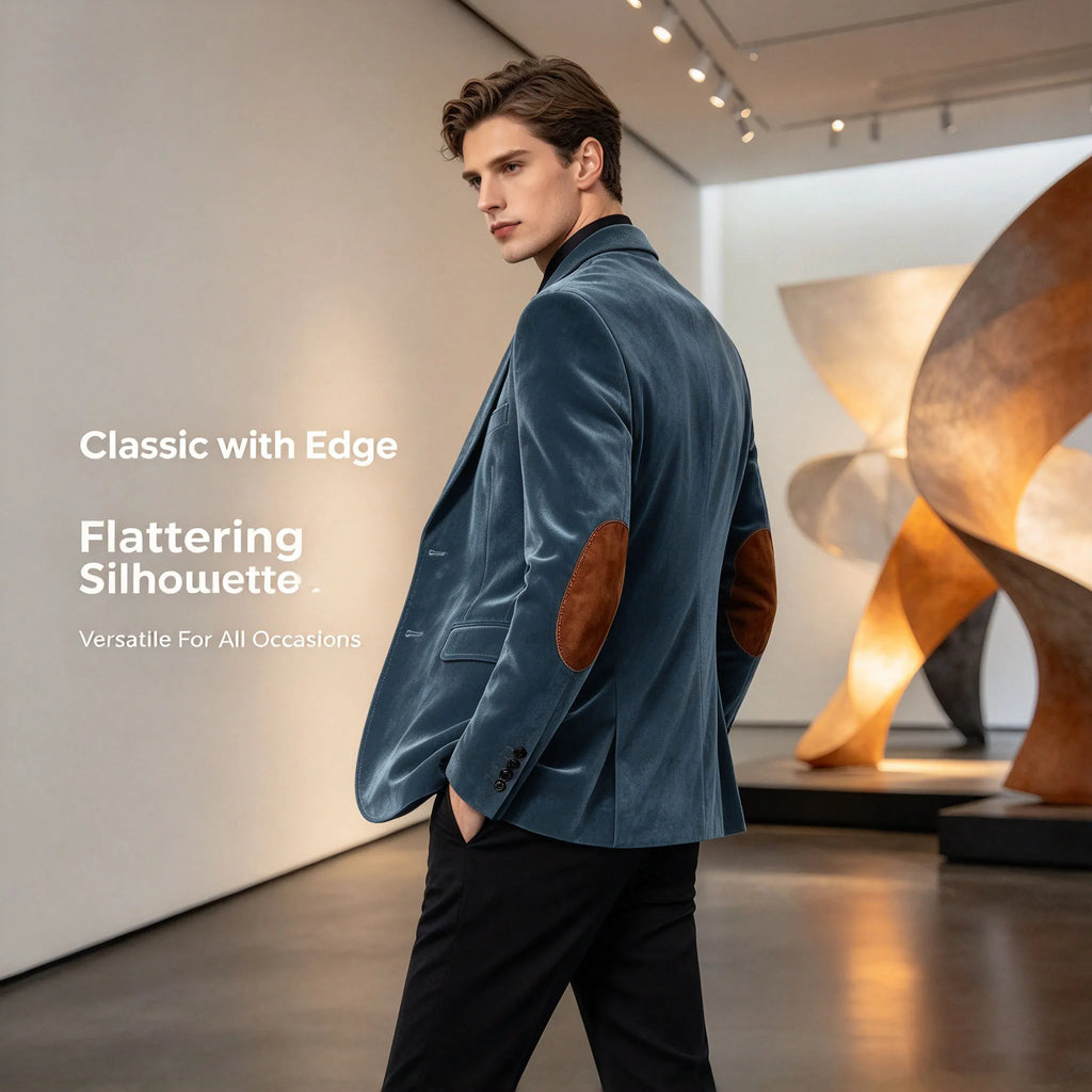 Blazer homme en velours à coudières – CLEVI Paris