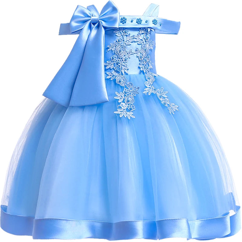 Robe cérémonie fille à fleurs appliquées – CLEVI Paris