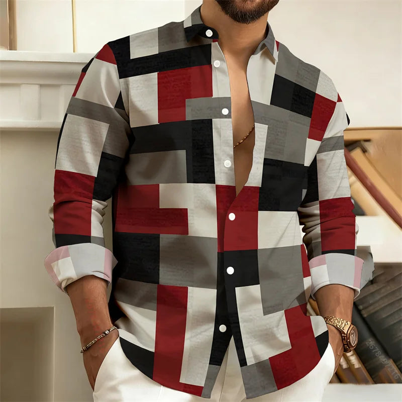 Chemise homme imprimée géométrique – CLEVI Paris