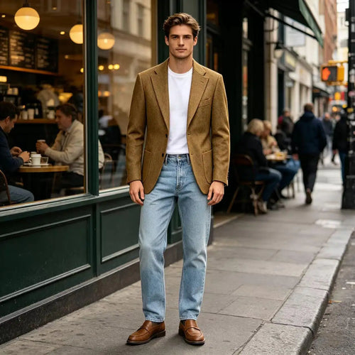 Blazer homme en tweed à chevrons – CLEVI Paris