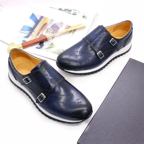 Chaussures Cuir Homme Faites Main | Double Boutonnage Bout Rond Mariage