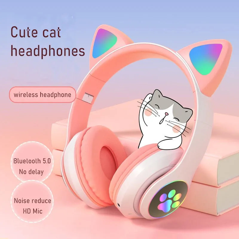 Casque Bluetooth Oreilles de Chat LED Micro Enfant Fille – CLEVI Paris