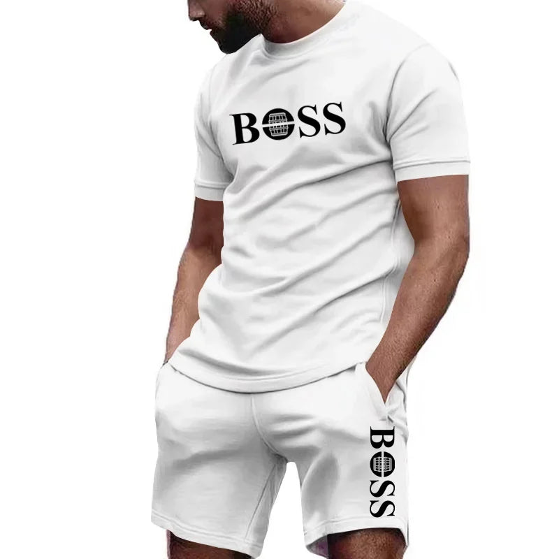Ensemble homme t-shirt imprimé et short en maille – CLEVI Paris
