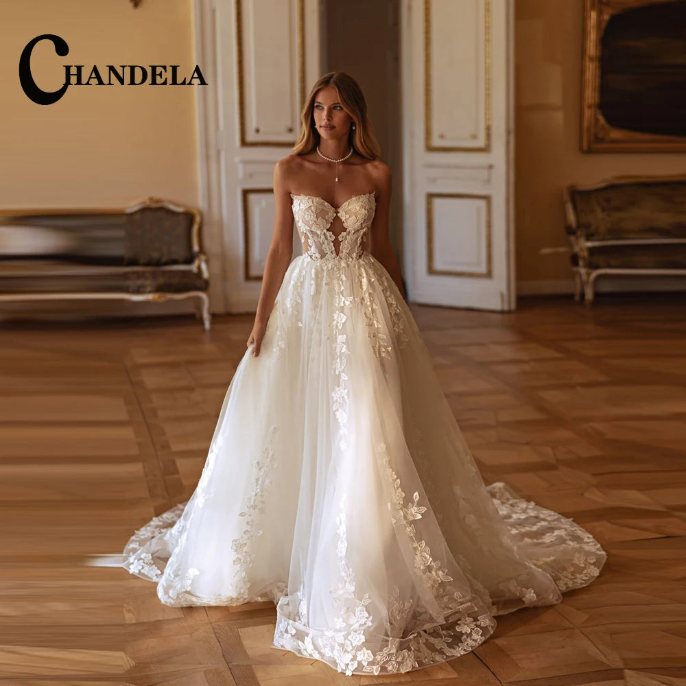 Robe de mariée trapèze décolleté cœur – CLEVI Paris