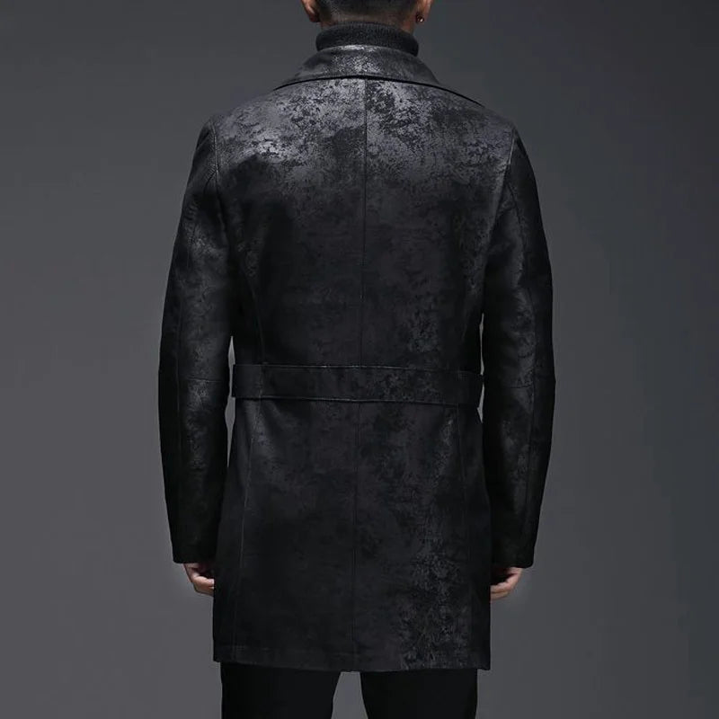 Manteau homme en cuir noir à zip asymétrique – CLEVI Paris