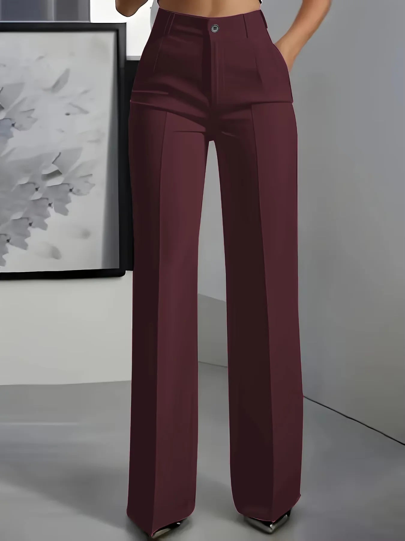 Pantalon Tailleur Femme Taille Haute Coupe Droite Drapée 17 Coloris – CLEVI Paris