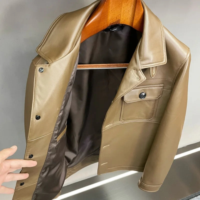 Veste homme en cuir à poches poitrine – CLEVI Paris