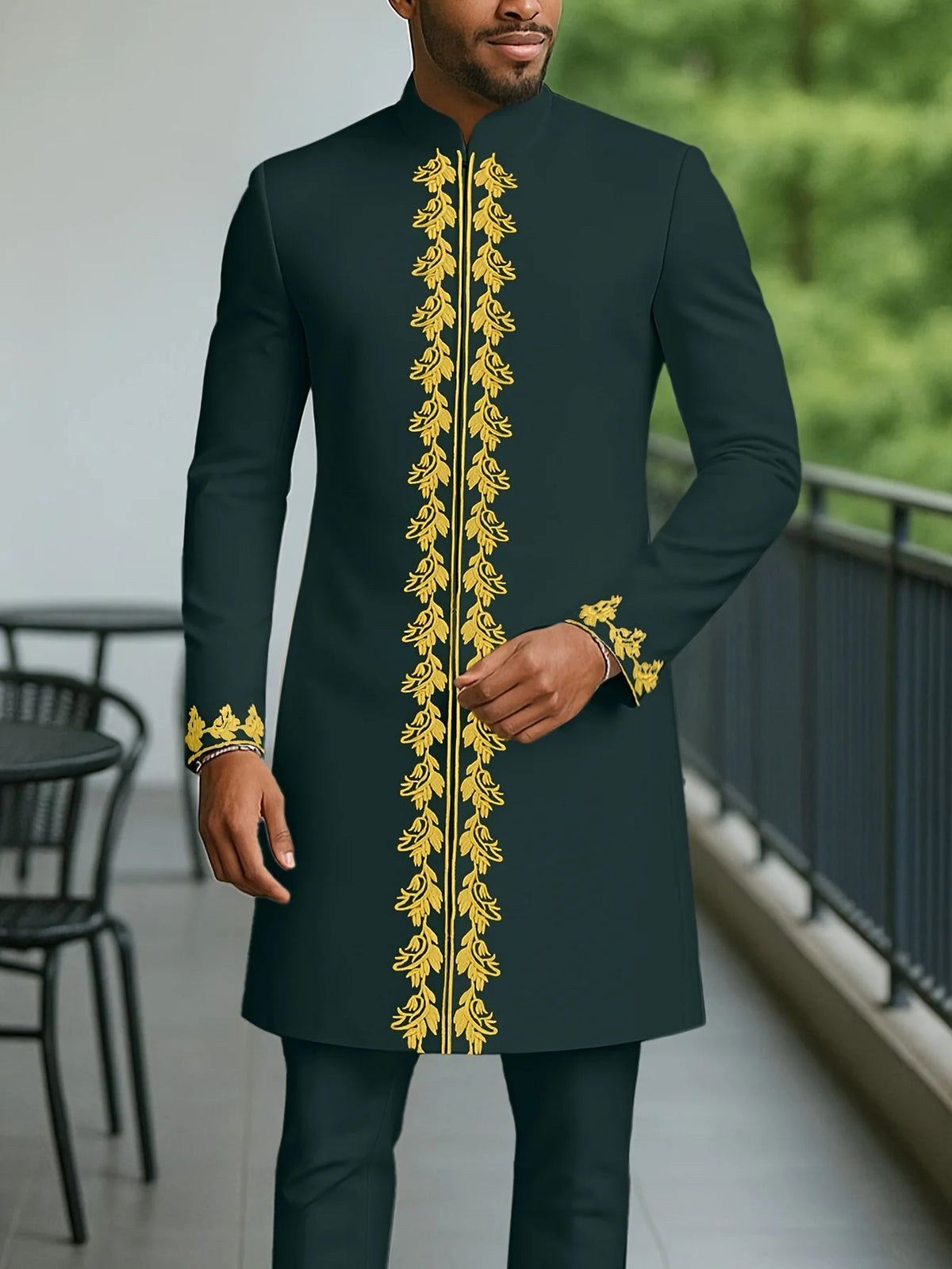 Kaftan Agbada Homme Style Africain 2 Pièces Veste Manches Longues + Pantalon Mariage Cérémonie S-XXL – CLEVI Paris