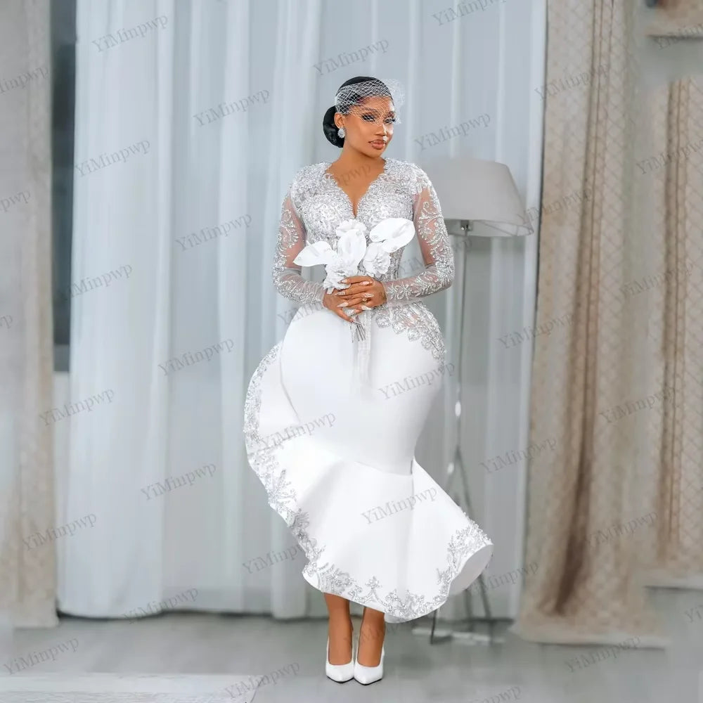 Robe de mariée civile sirène à cristaux – CLEVI Paris