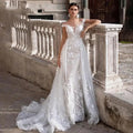 Robe de mariée trapèze manches courtes – CLEVI Paris