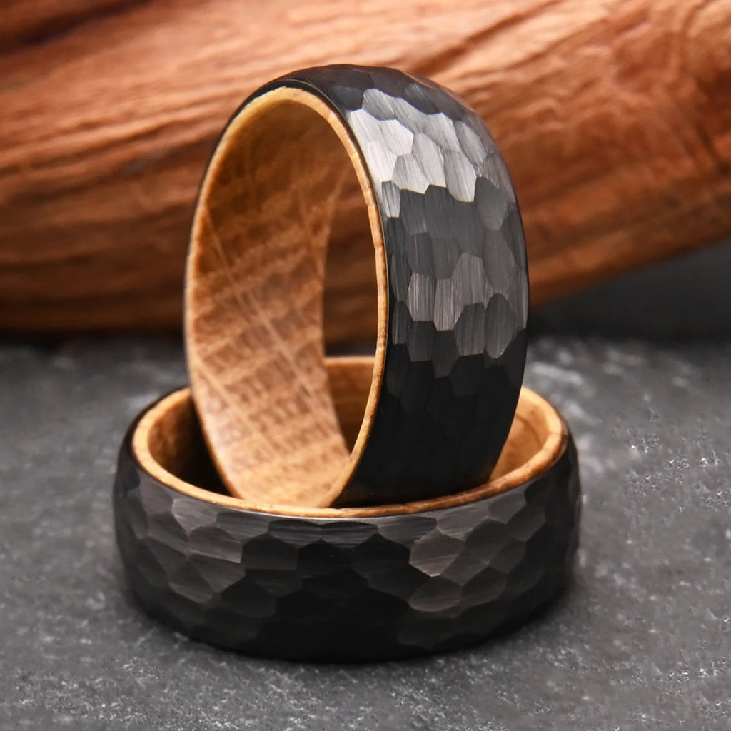 Bague Homme en Tungstène et Bois Noir 8 mm – CLEVI Paris