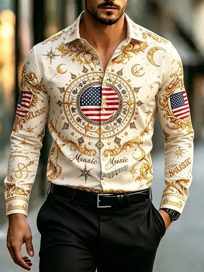 Chemise Homme Satinée Imprimée à Manches Longues – CLEVI Paris