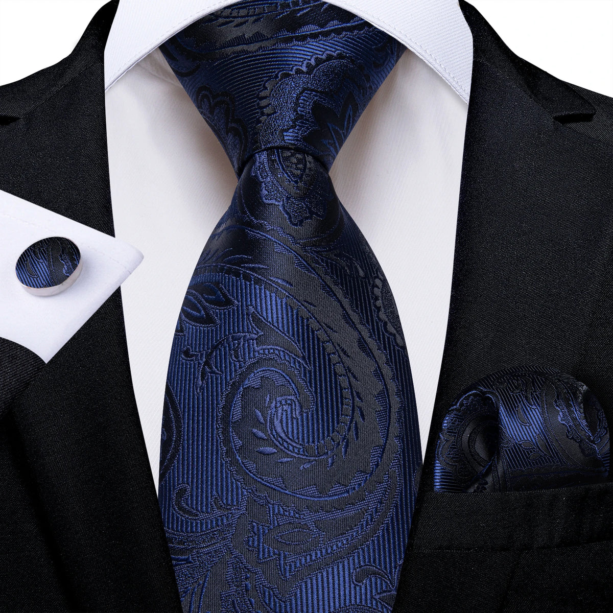 Coffret cravate homme paisley, pochette et boutons – CLEVI Paris