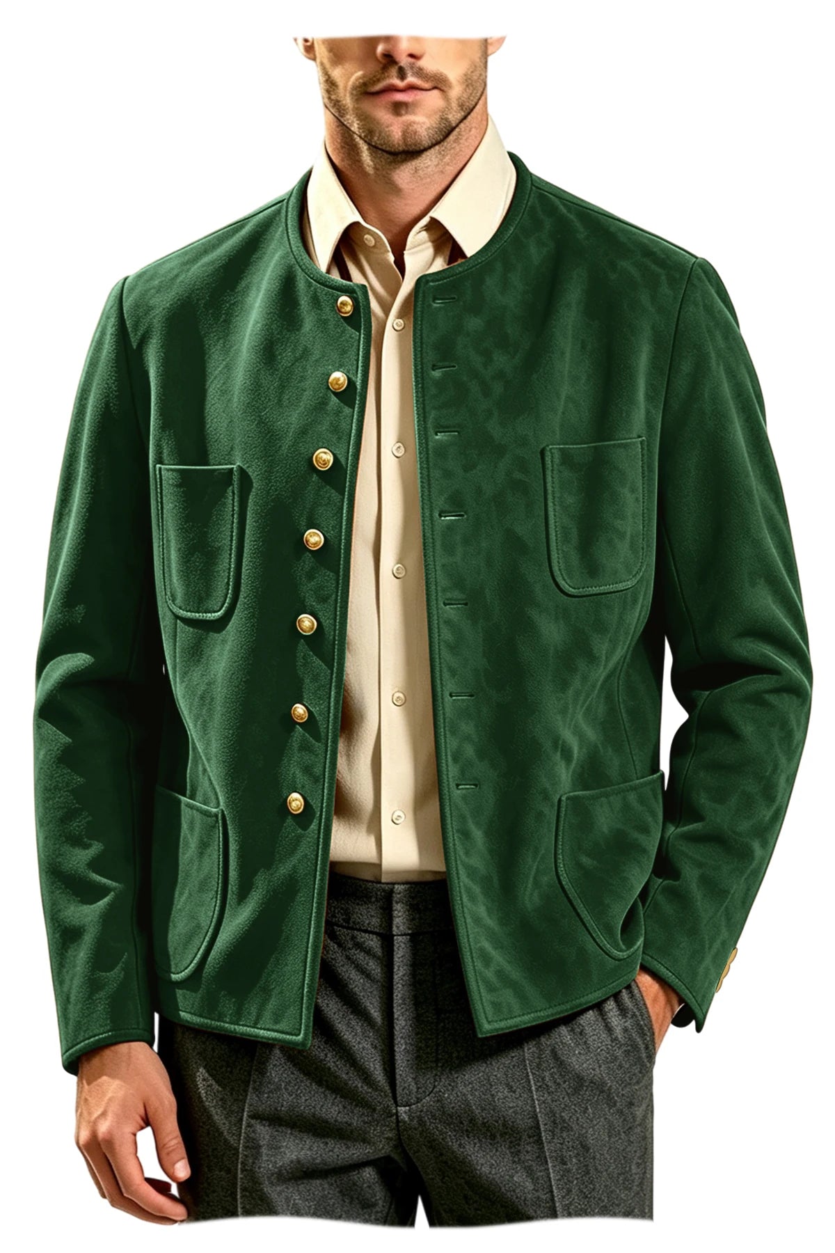 Veste homme vintage en suédine à col montant – CLEVI Paris