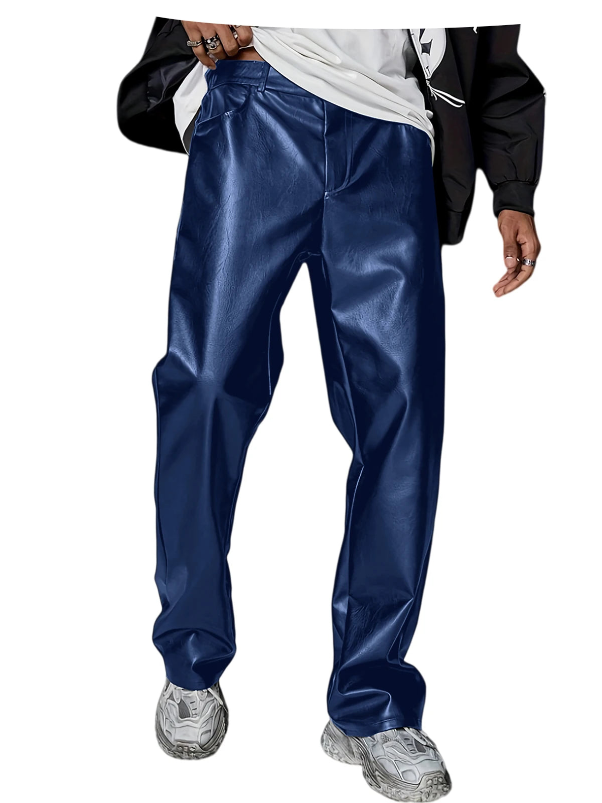 Pantalon homme en similicuir, coupe droite – CLEVI Paris