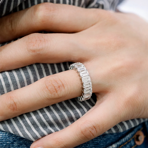 Bague Femme Rectangulaire en Argent 925, Moissanite – CLEVI Paris