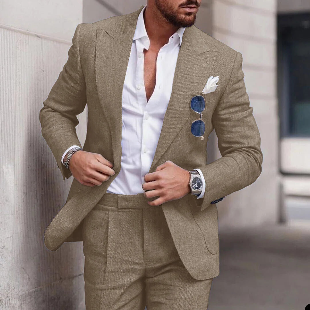 Costume Lin Homme 2 Pièces Coupe Ajustée – CLEVI Paris