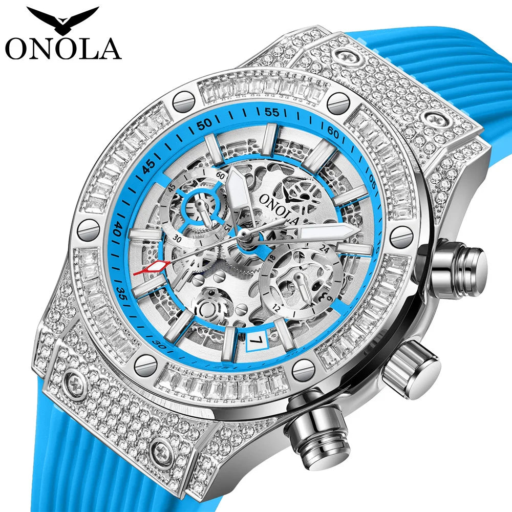 Montre Quartz Tonneau Cadran Creux ONOLA Homme Silicone – CLEVI Paris