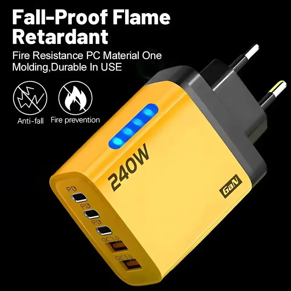 Chargeur GaN 5-en-1 USB-C 120W Quick Charge Prise EU Blanc – CLEVI Paris