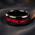 Bague Unisexe en Acier Noir, Planète Rouge – CLEVI Paris