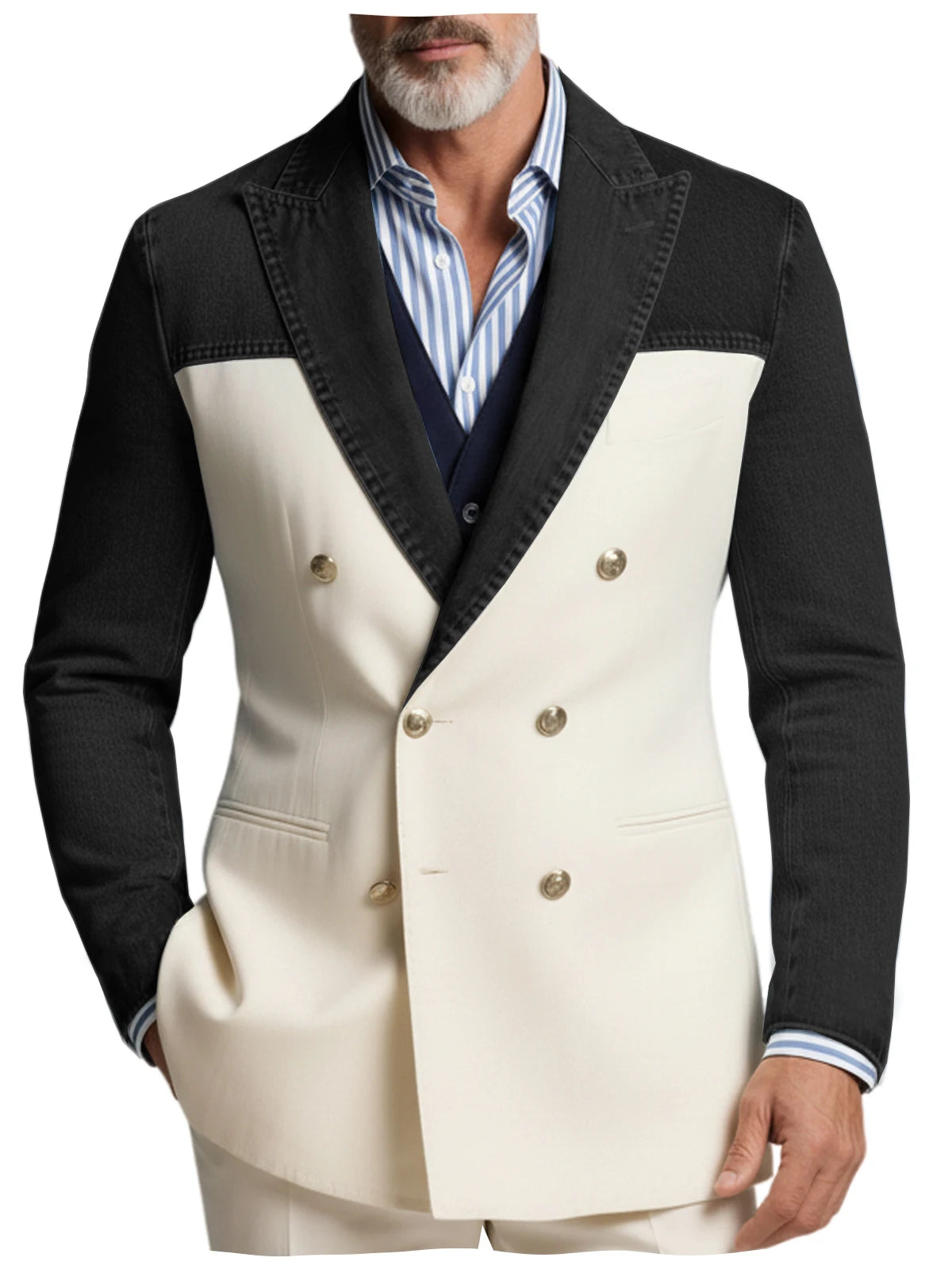 Blazer croisé manches denim homme – CLEVI Paris