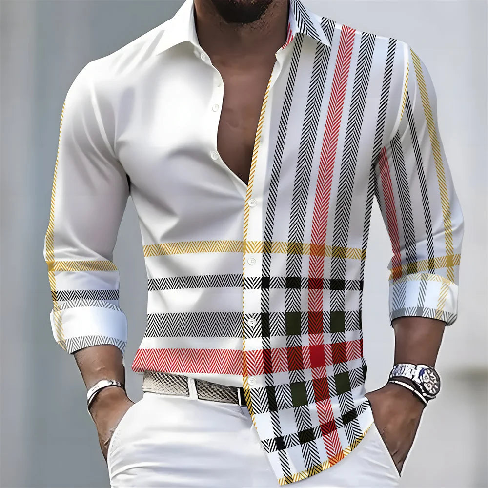 Chemise rayée homme manches longues – CLEVI Paris