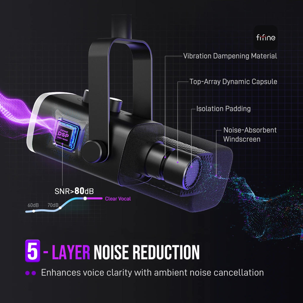 Microphone FIFINE AM8 USB/XLR Dynamique RGB Gaming Podcast – CLEVI Paris