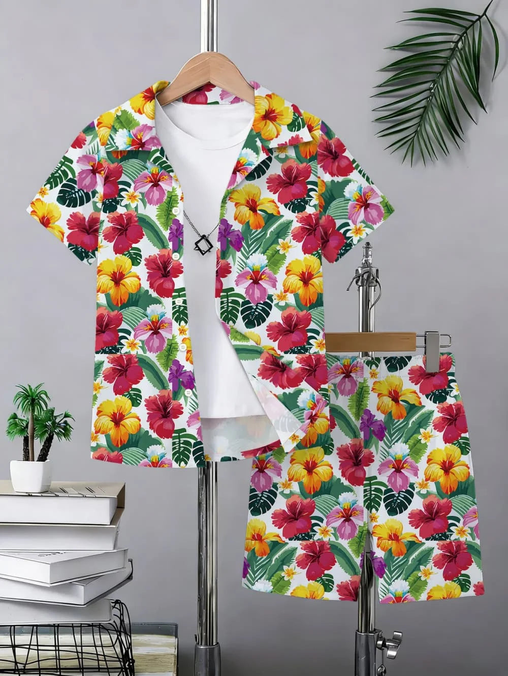 Ensemble garçon hawaïen haut et short – CLEVI Paris