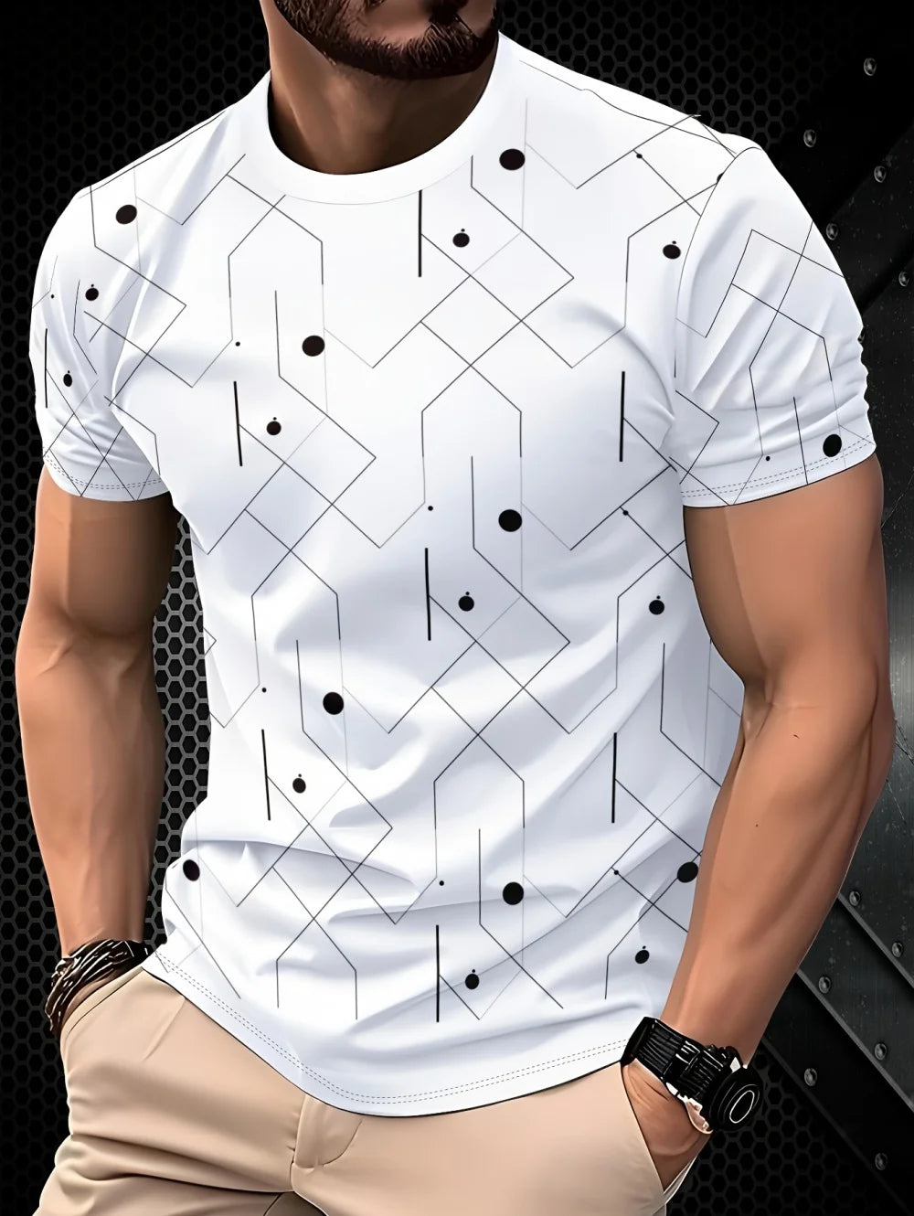 T-Shirt Homme Imprimé 3D Manches Courtes – Style Street Artistique – CLEVI Paris