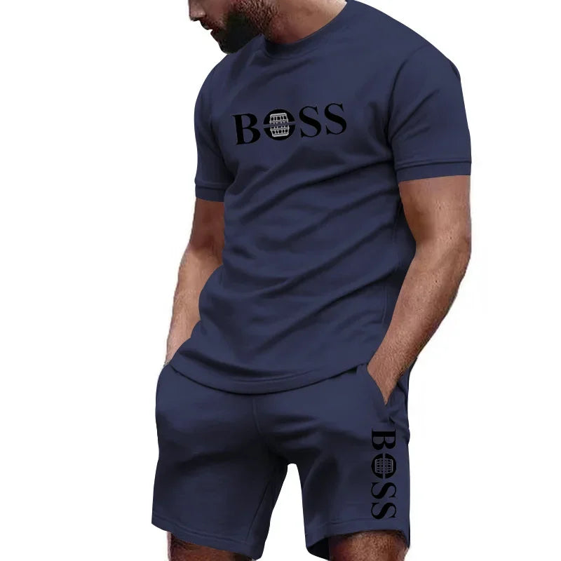 Ensemble homme t-shirt imprimé et short en maille – CLEVI Paris