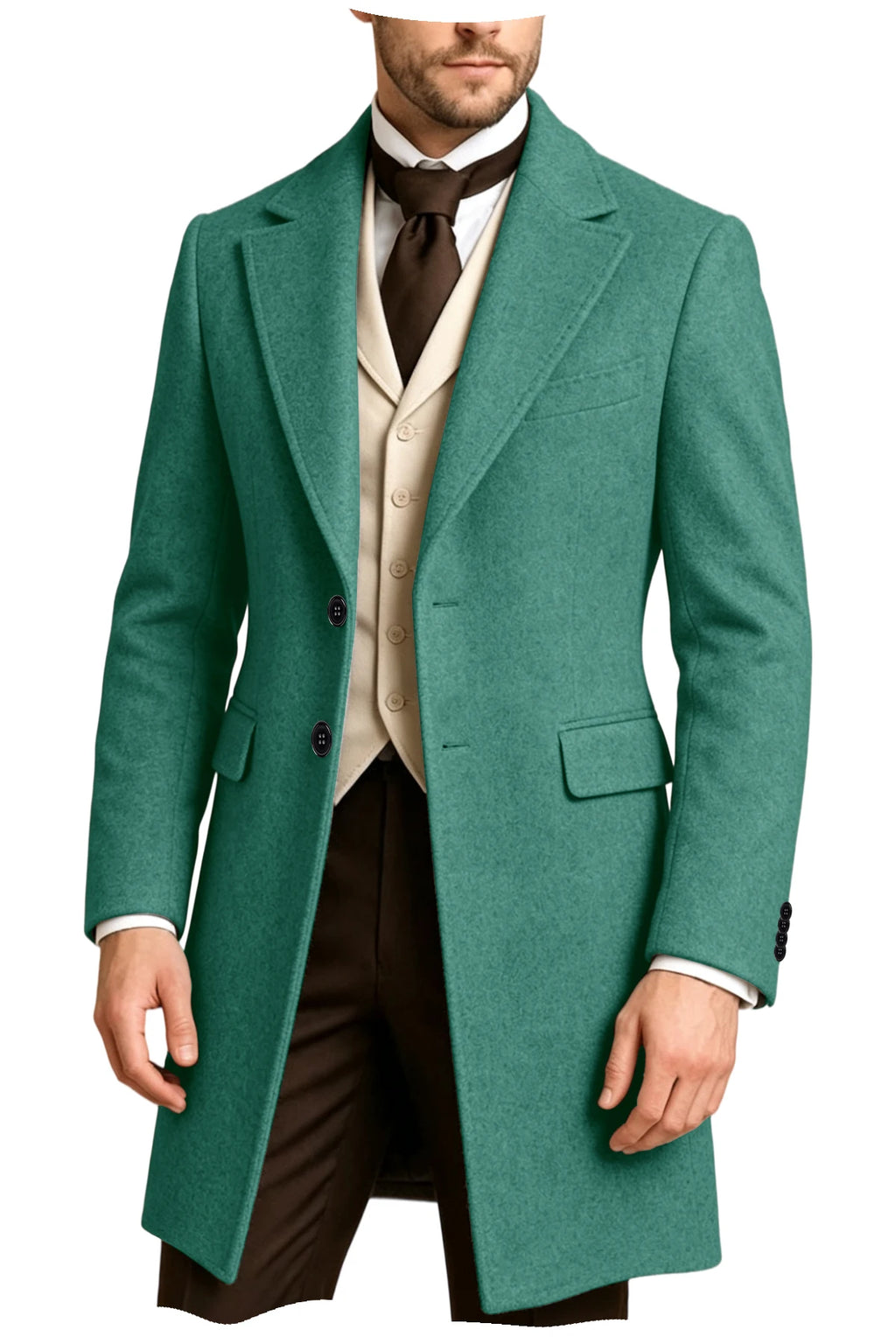 Manteau homme long à revers style rétro – CLEVI Paris