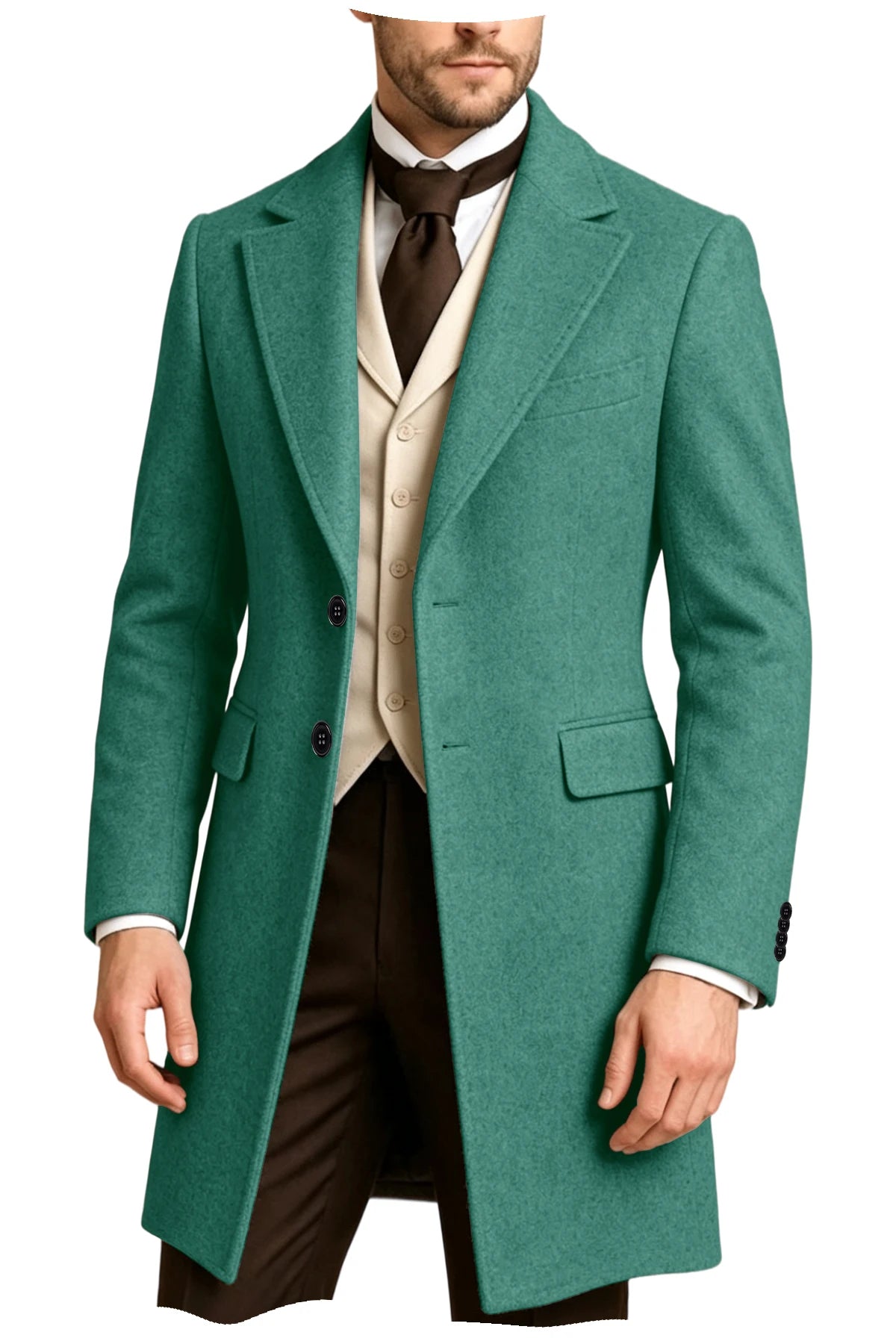 Manteau homme long à revers style rétro – CLEVI Paris