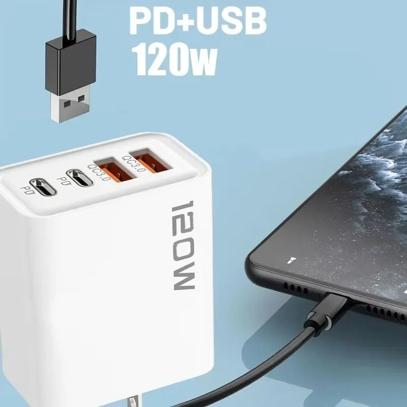Chargeur Mural 4 Ports USB-C 120W + Câble 10A Prise EU US UK – CLEVI Paris