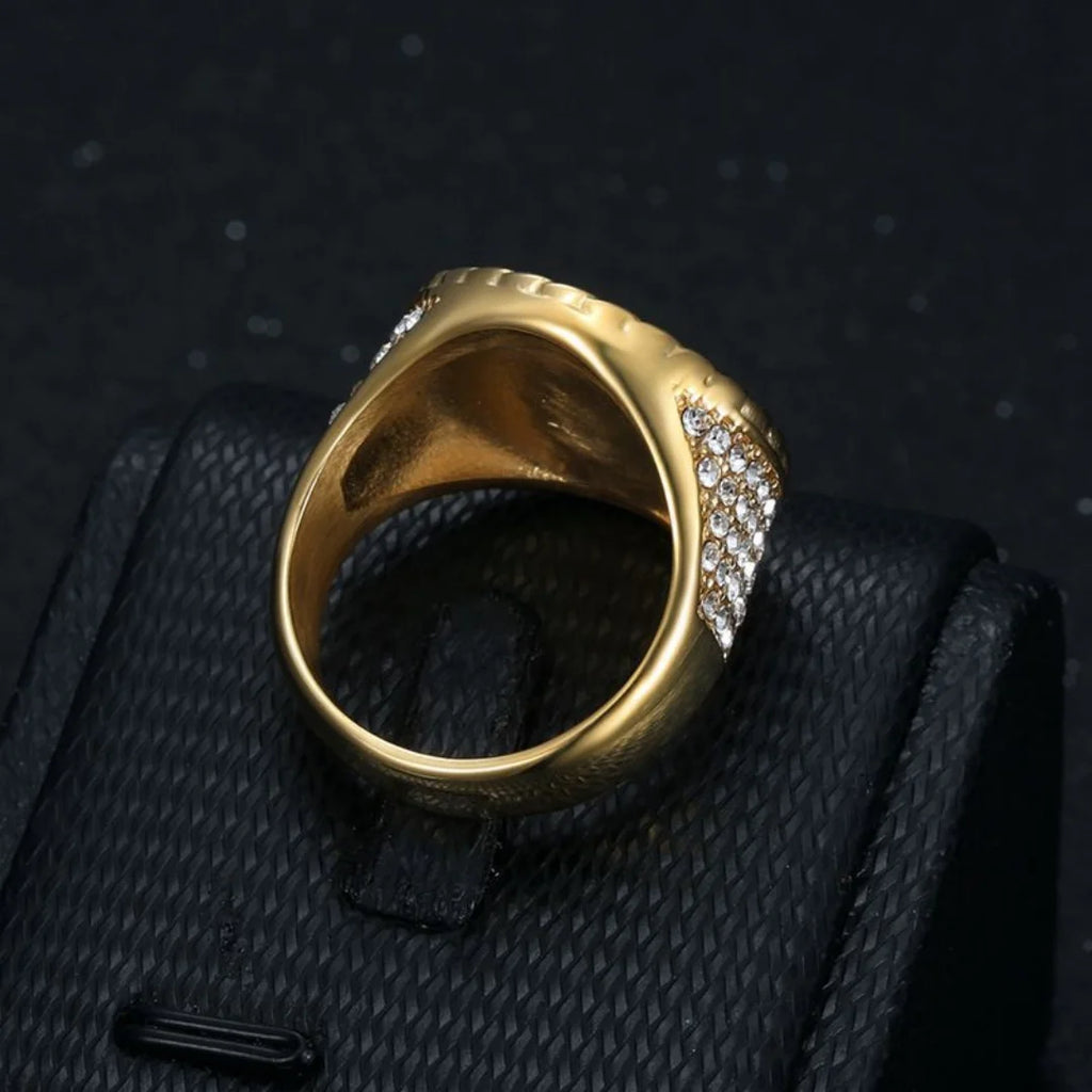 Bague dollar dorée en acier inoxydable – CLEVI Paris