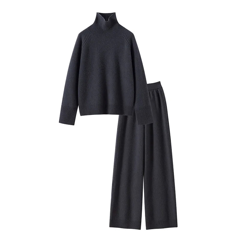 Ensemble cachemire femme à col fendu – CLEVI Paris
