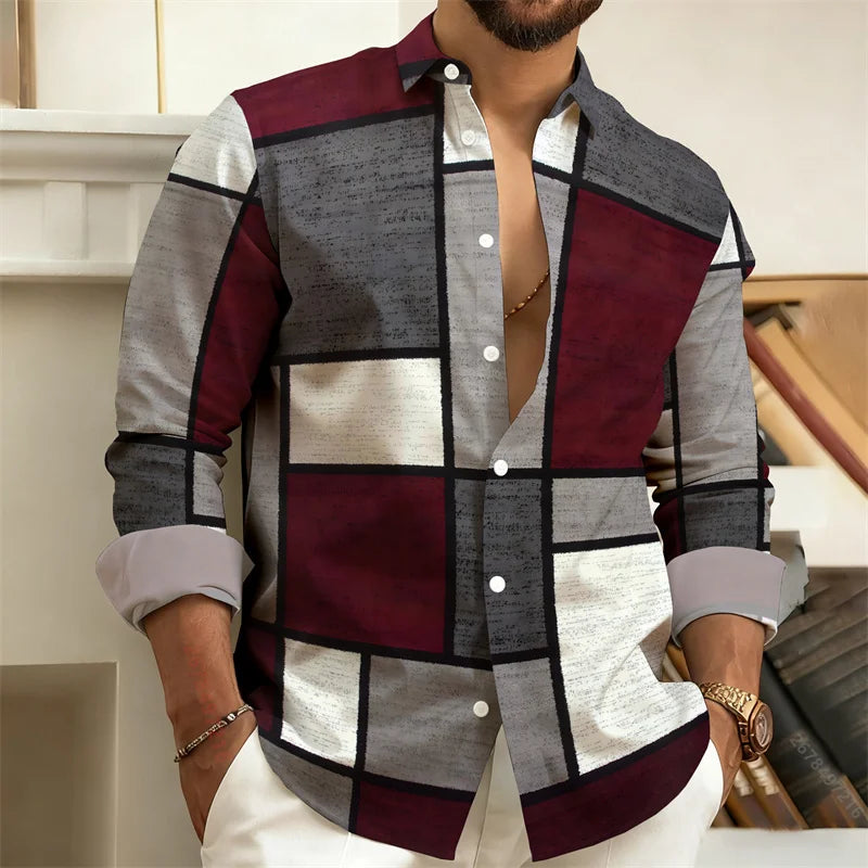 Chemise homme imprimée géométrique – CLEVI Paris