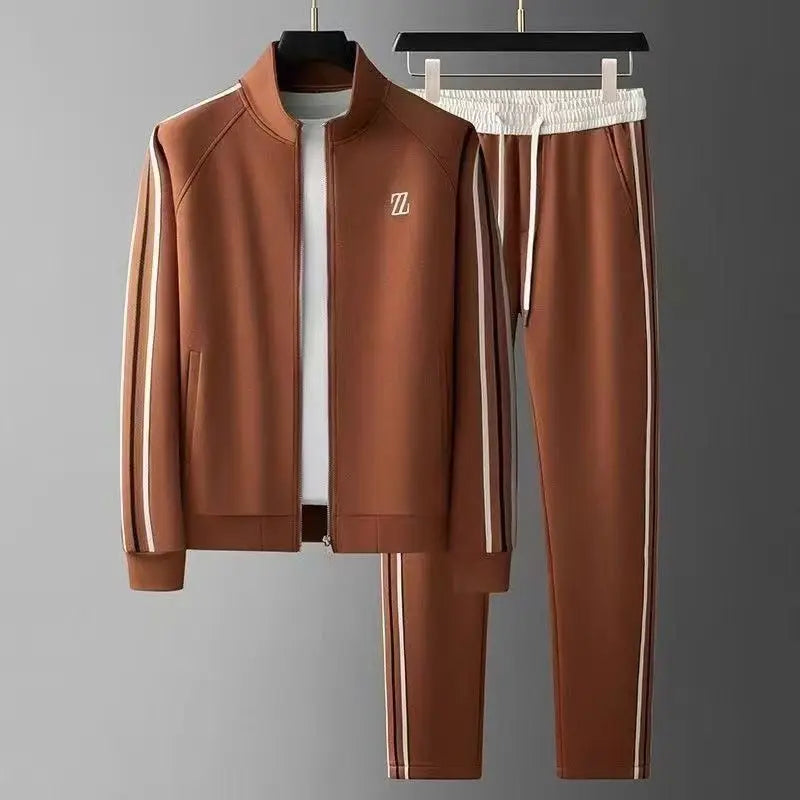 Ensemble Sport Homme Automne – Veste Col Montant Zippé Manches Longues + Pantalon Droit Cordon – 4 Coloris, M à 4XL – CLEVI Paris