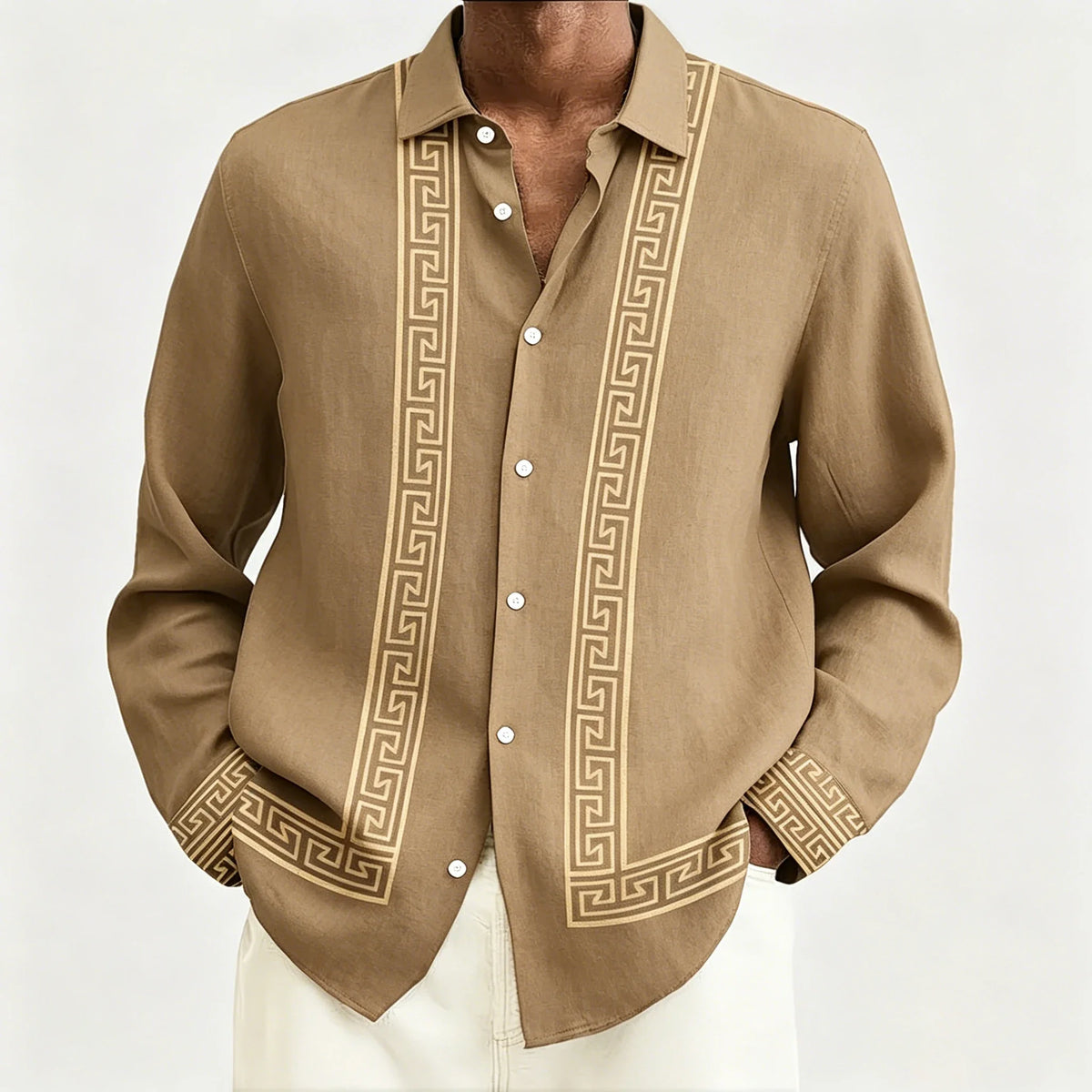 Chemise Homme Manches Longues Imprimée Rétro Col Rabattu – CLEVI Paris