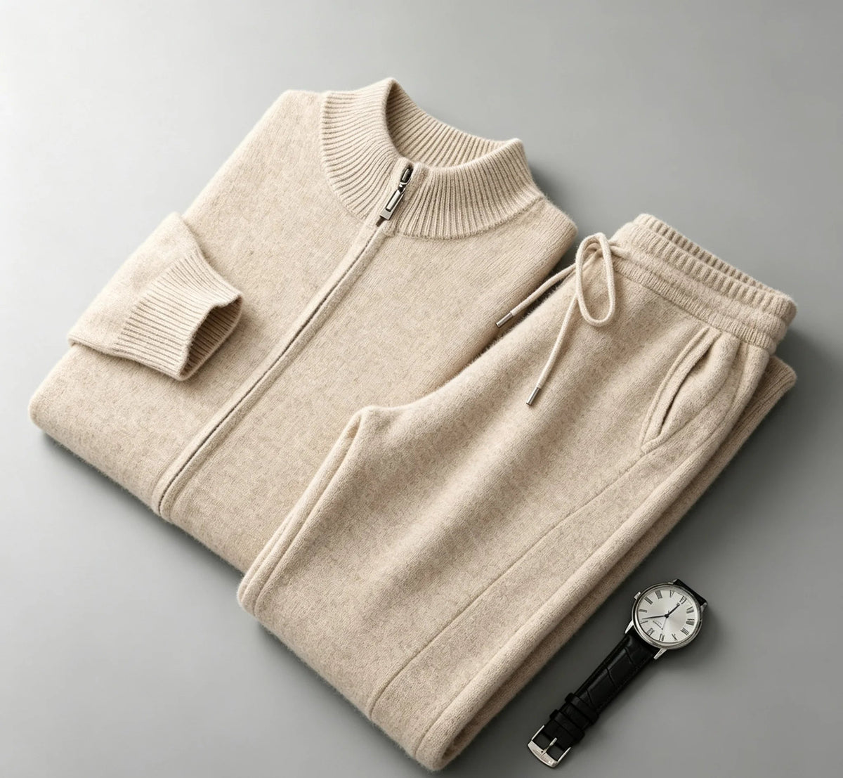 Ensemble homme laine mérinos col montant – CLEVI Paris