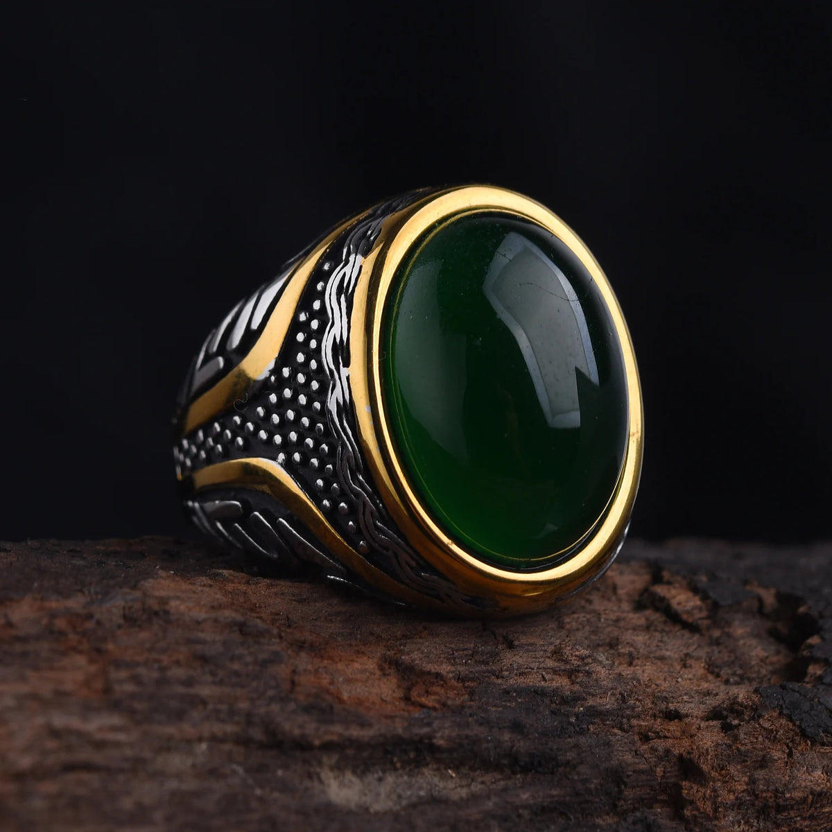 Bague Homme Pierre Acier Inoxydable Vintage – CLEVI Paris