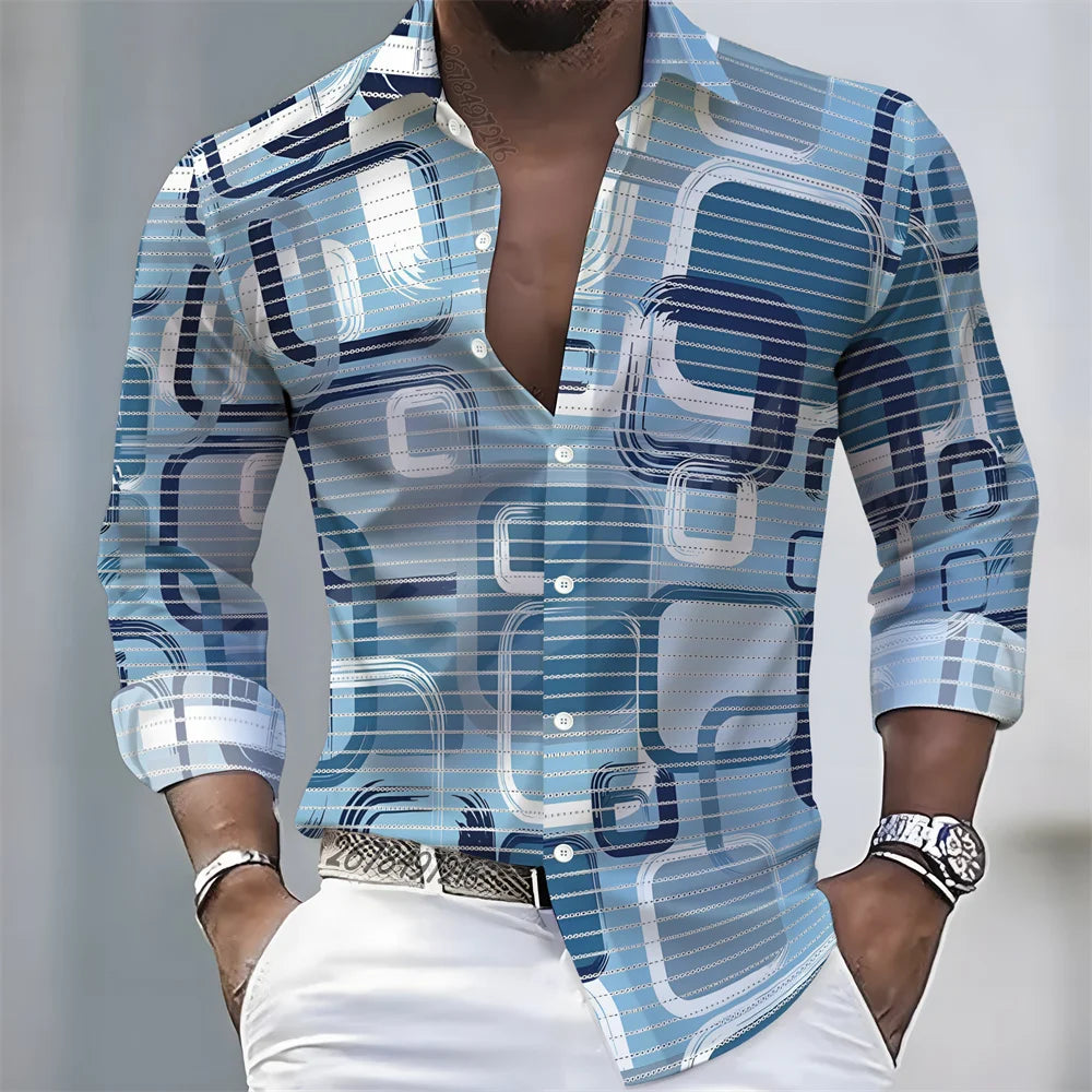 Chemise Homme Color Block à Manches Longues – CLEVI Paris