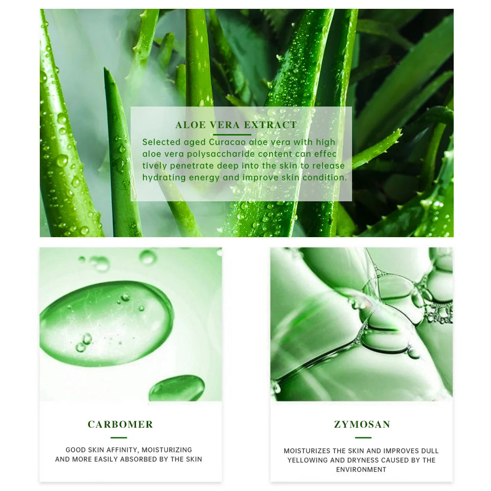Gel Aloé Vera 99% LGRAMER – Masque Nuit, Hydratant & Resserrant les Pores 300g – CLEVI Paris