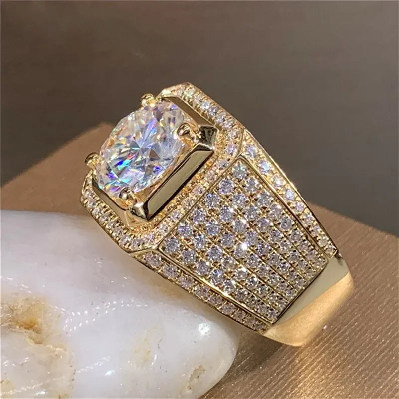 Bague Homme Pierre Ronde VVS1 Sertie Griffes – CLEVI Paris