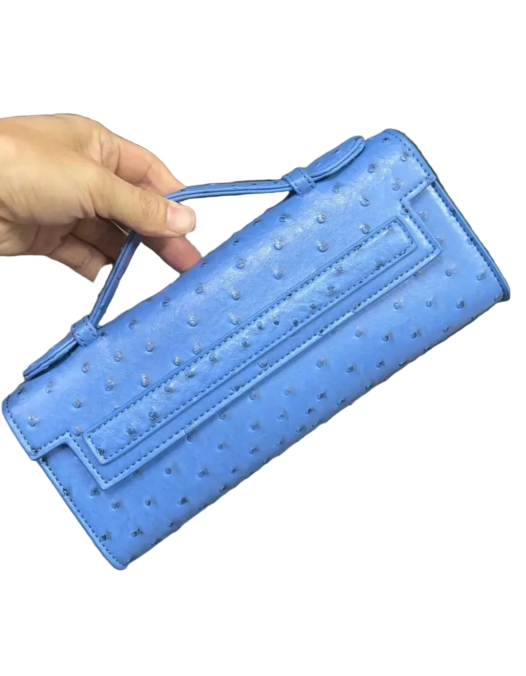 Pochette Femme Cuir PU Motif Autruche Tendance 27x12x5cm – CLEVI Paris