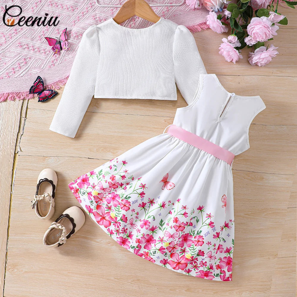 Ensemble fille cardigan et robe imprimée – CLEVI Paris