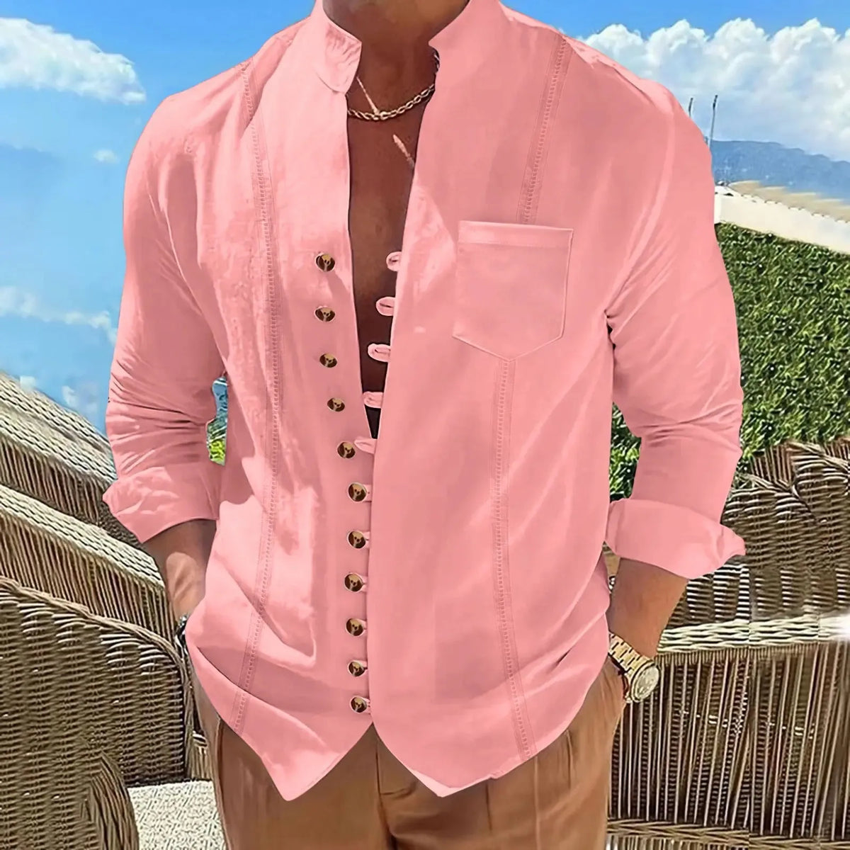 Chemise en lin homme manches longues – CLEVI Paris